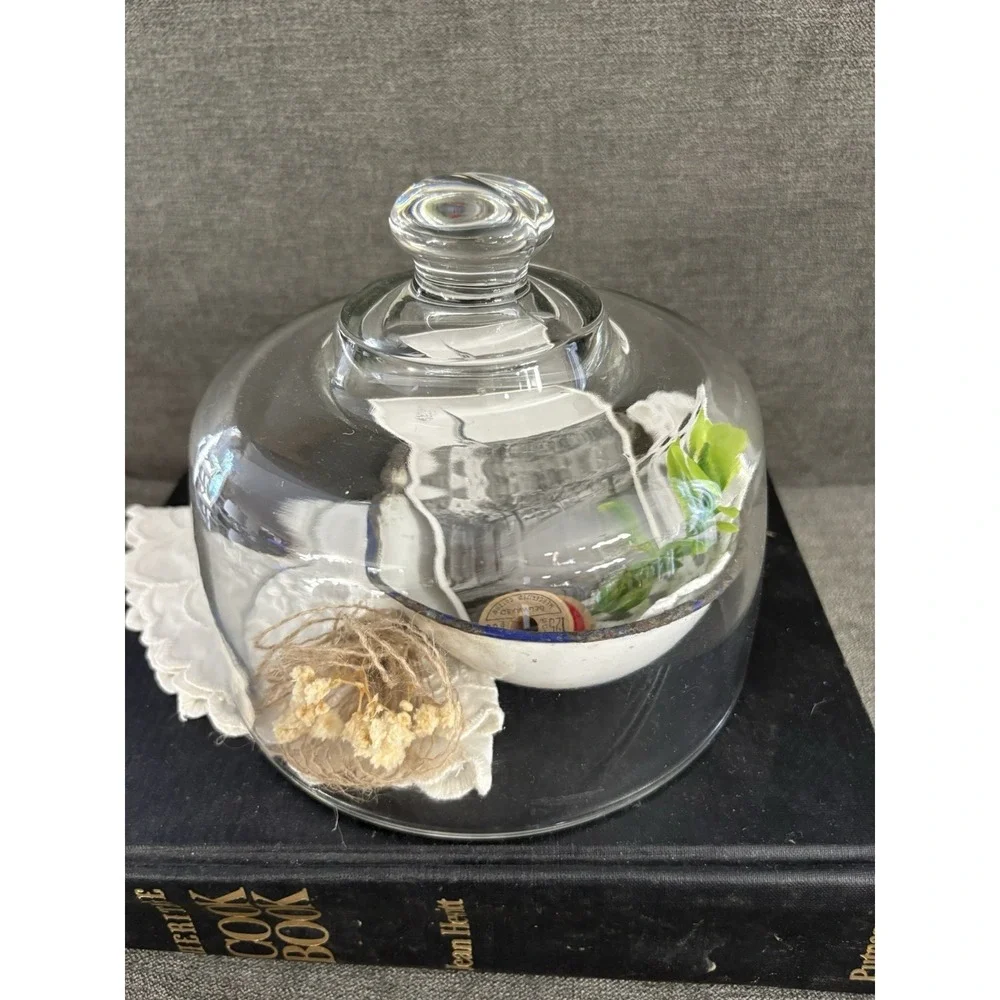 Vintage Cookbook Cloche‎ Upcycled Repurposed Primitive Vignette Tabletop Decor